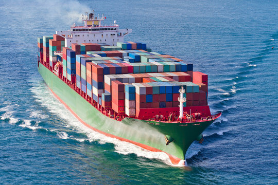 Container ship at sea
